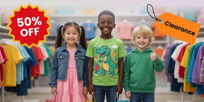 Happy Kids shopping, lots of new clothes at affordable prices.