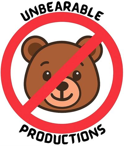 Logo showing a bear face inside a prohibition sign with text 'Unbearable Productions'.