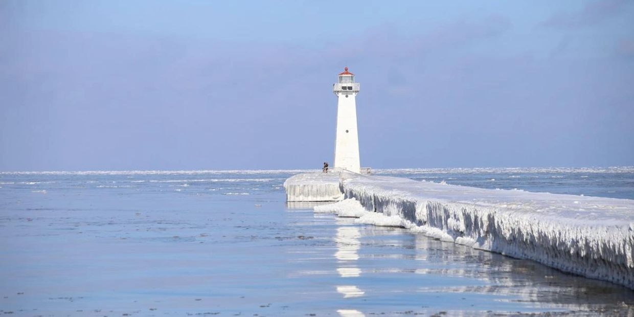 Sodus Point lighthouse in the winter 