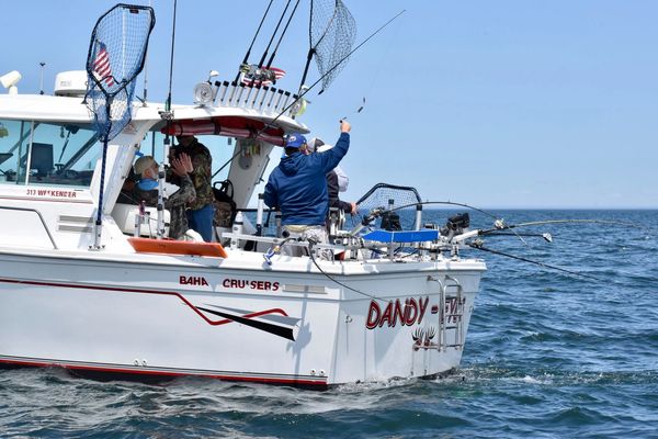 Fishing from a charter boat