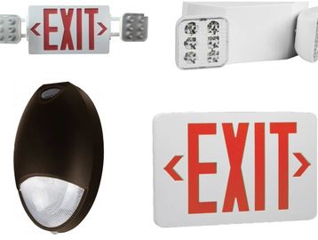 LED exit sign, exit sign, outdoor emergency lighting, emergency lighting, LED 2 head, exit combo