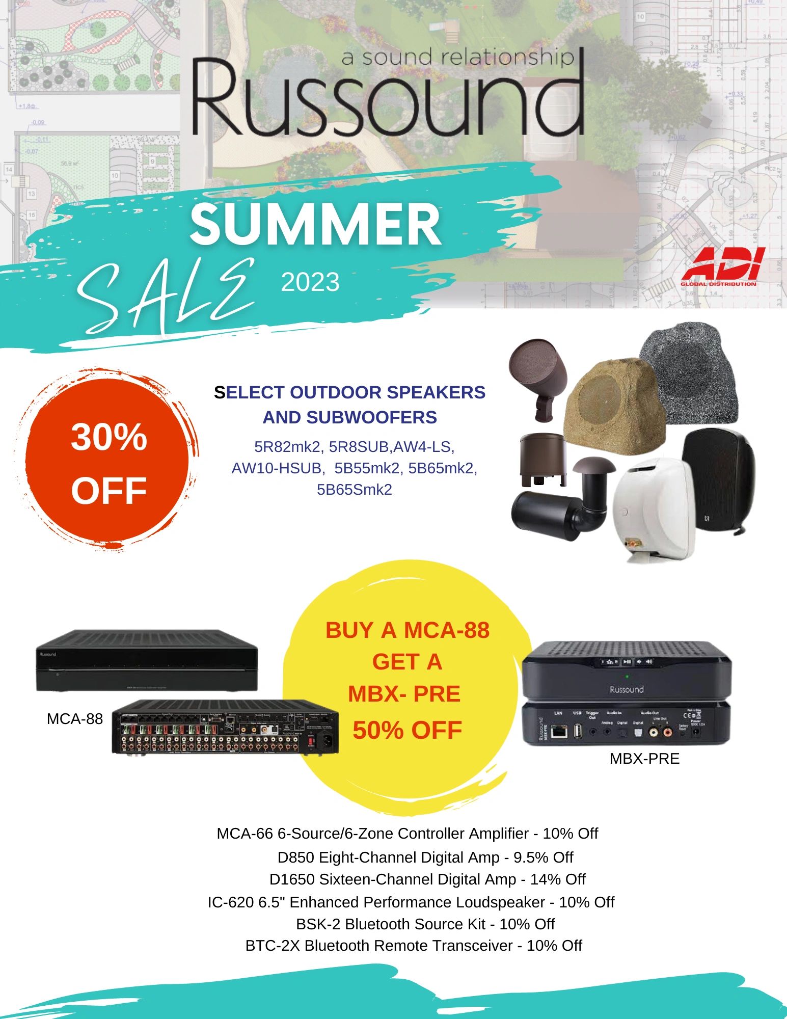 Summer sale on outdoor speakers and amplifiers with up to 30% off.