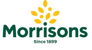 Logo of Morrisons supermarket with yellow leaves and green text.