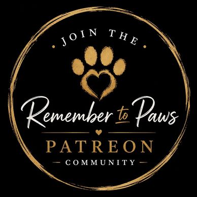 Logo for Remember to Paws Patreon community with a paw and heart design.