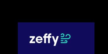 Logo displaying the word 'zeffy' with a wind symbol.