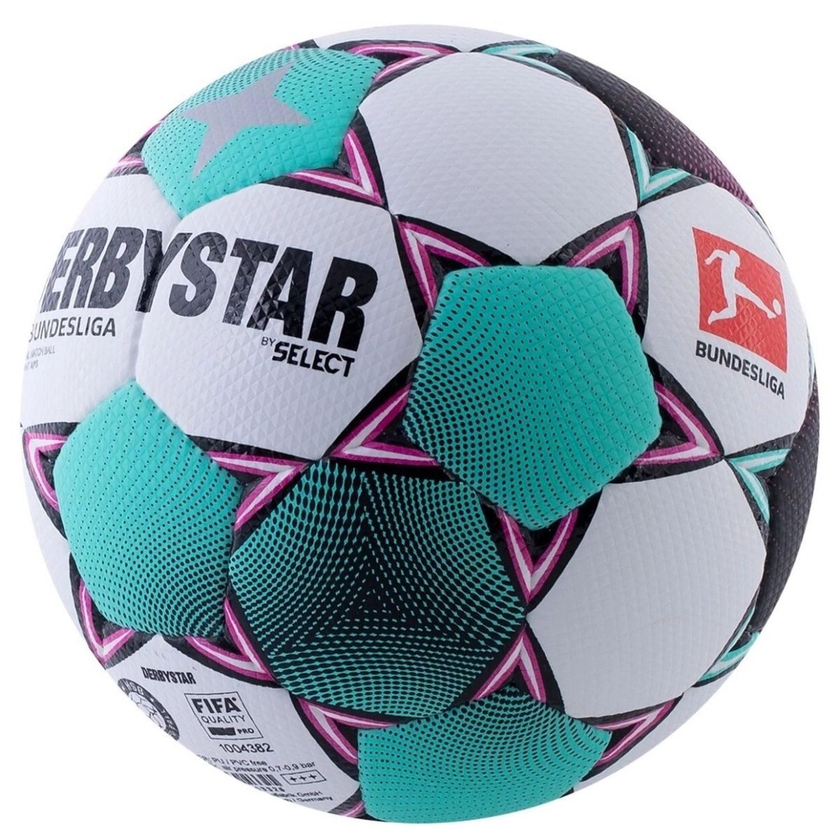 Select 2020-21 DERBYSTAR Bundesliga Official Match Ball - White-Teal-Pink
