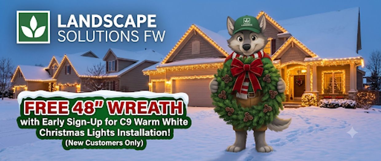 Free 48-inch wreath offer with Christmas light installation.