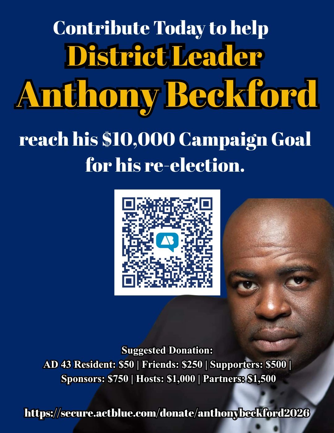 Support District Leader Anthony Beckford's Re-election Campaign,  with a donation to help with outre