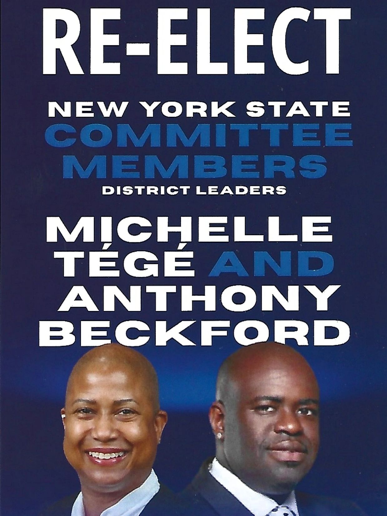 Campaign poster for Michelle Tege and Anthony Beckford in New York State.