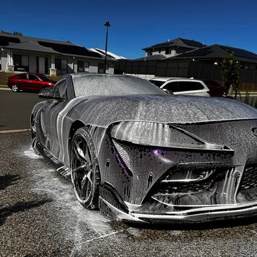 Purple Mk 5 Supra getting detailed by Xodus Motorsports, the best detailers in Ipswich and Brisbane