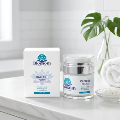 Bottle of Radiant Polish 1.7 Fl Oz. Trusted Product of Blossom Beauty Skincare in Fort Lauderdale FL
