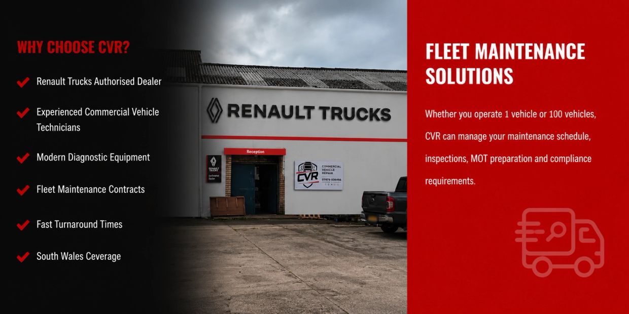 Commercial vehicle maintenance services by CVR, Renault Trucks dealer.