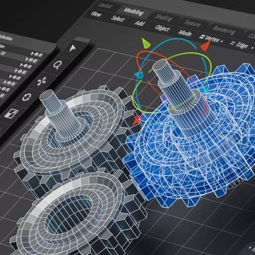 3D modeling of mechanical gears on computer software.