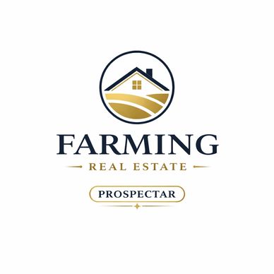 Logo for Farming Real Estate Prospectar featuring a house and fields.
