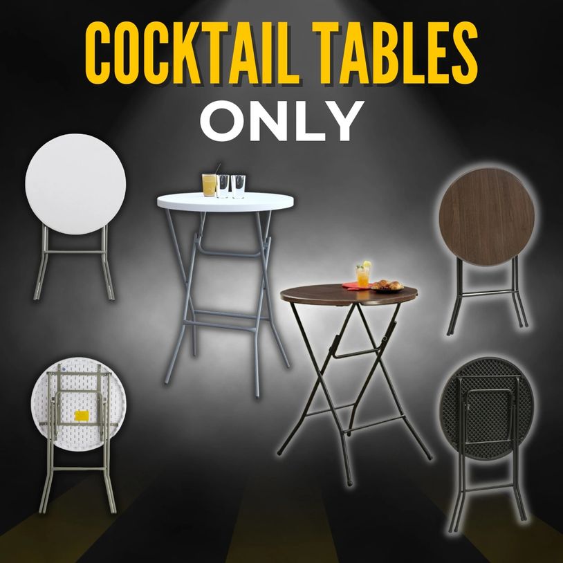 Qhite cocktail table rental, cocktail tables only