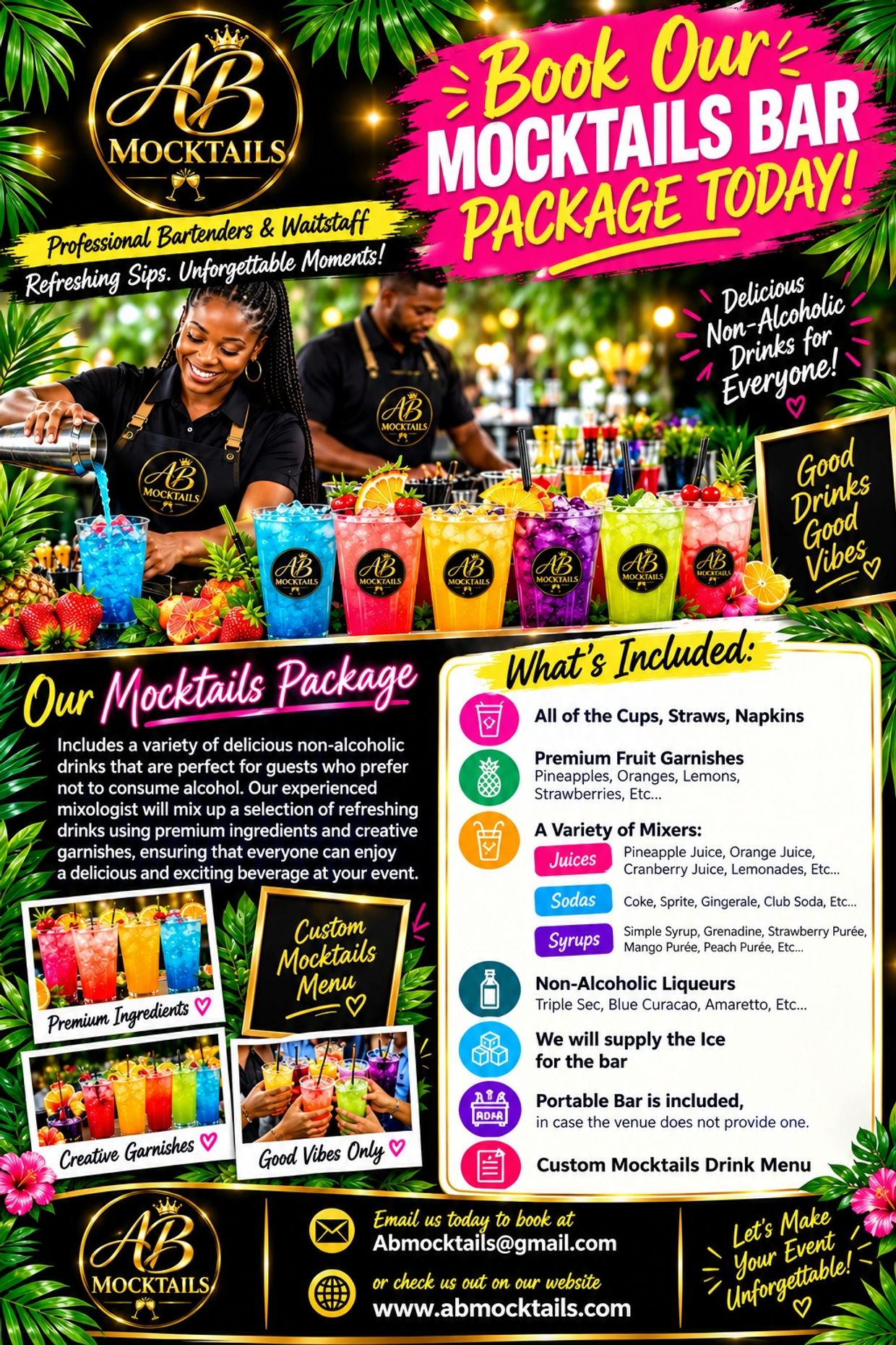 Mocktails Bar, Mocktails Package, Non-Alcoholic Beverages, Non-Alcoholic cocktails, Mocktails drink