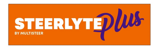 Steerlyte Plus logo by Multisteer on an orange background.