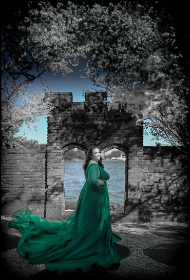 Dramatic portrait plus size woman, reflection
