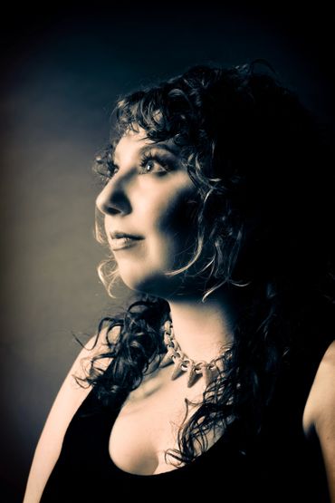 Black-and-white photo of a woman