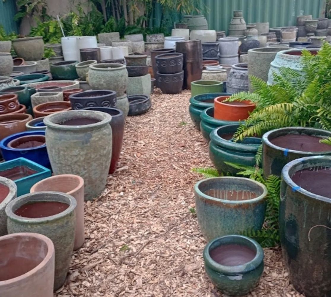 Big display yard loaded with Amazing Pottery, fantastic fountains and exotic Tiki 
