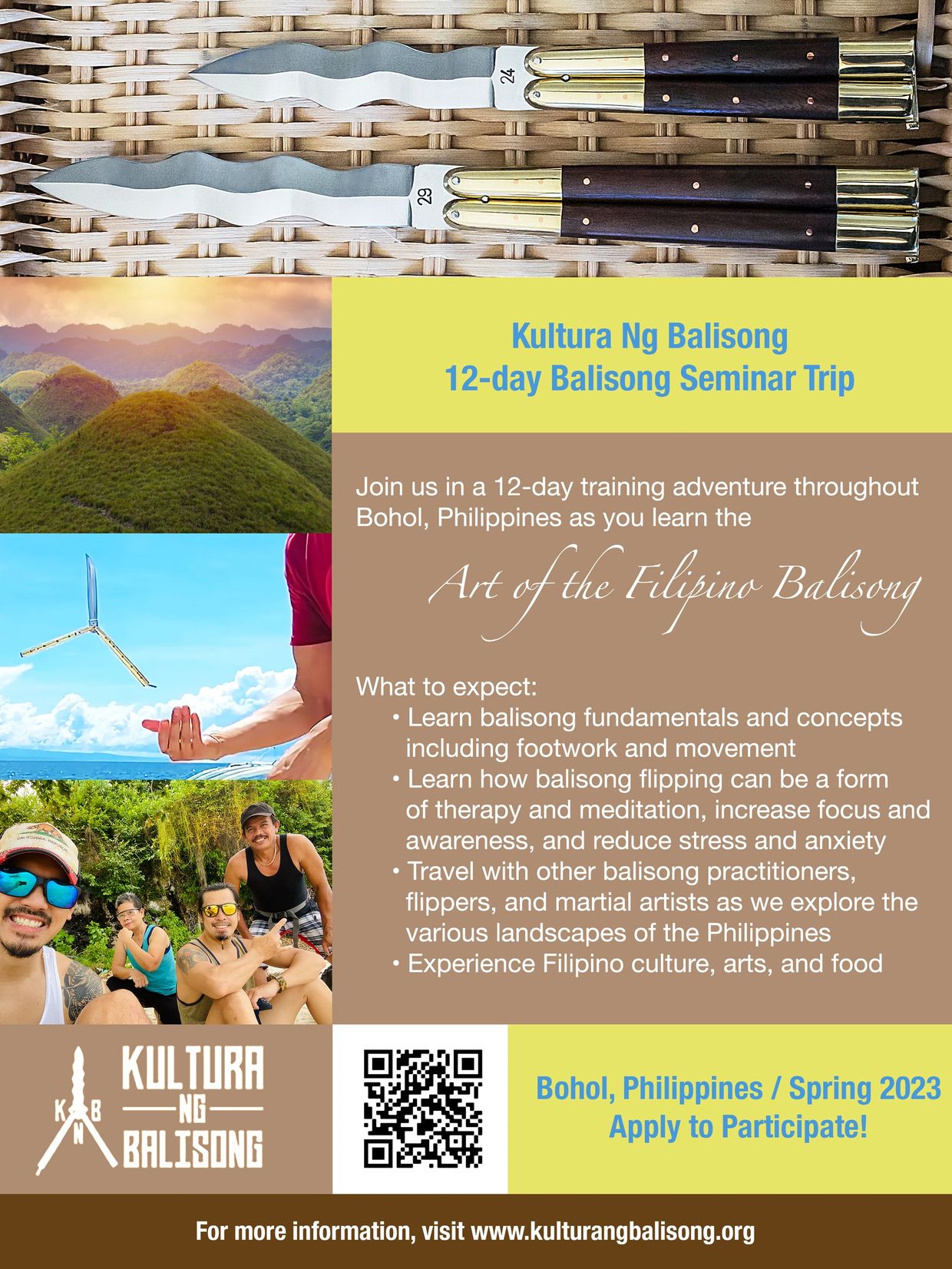 A flyer about the Kultura Ng Balisong seminar trip