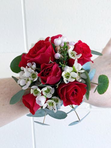 red rose wrist corsage