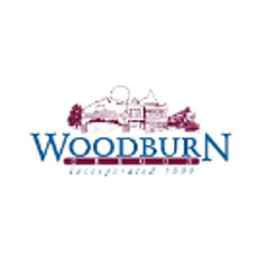 Logo of Woodburn with a historic building illustration.