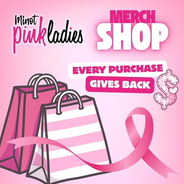 Pink-themed merch shop supporting charity with every purchase.