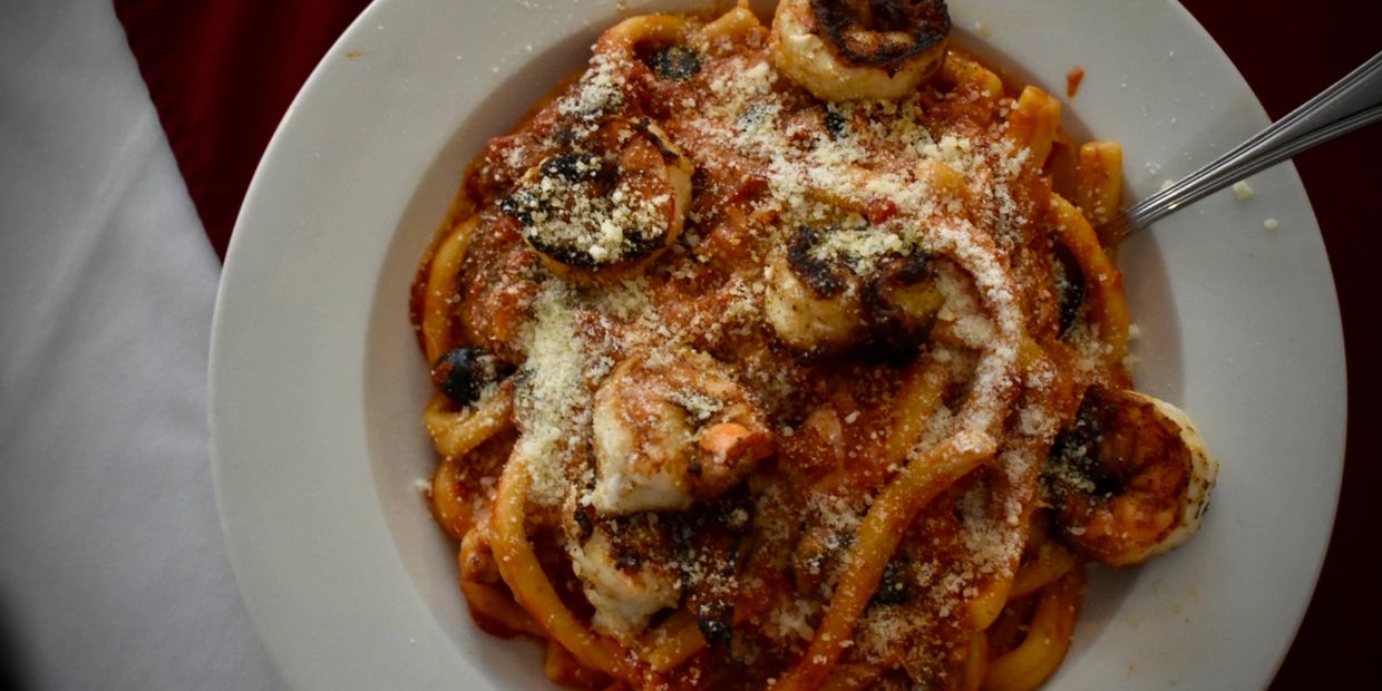 Spaghetti with shrimp