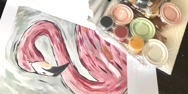 Sample art kit, flamingo and paint