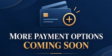 Coming soon payment options graphic