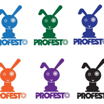 Multiple veriosns of the Profesto Ltd Company logo in different colours.