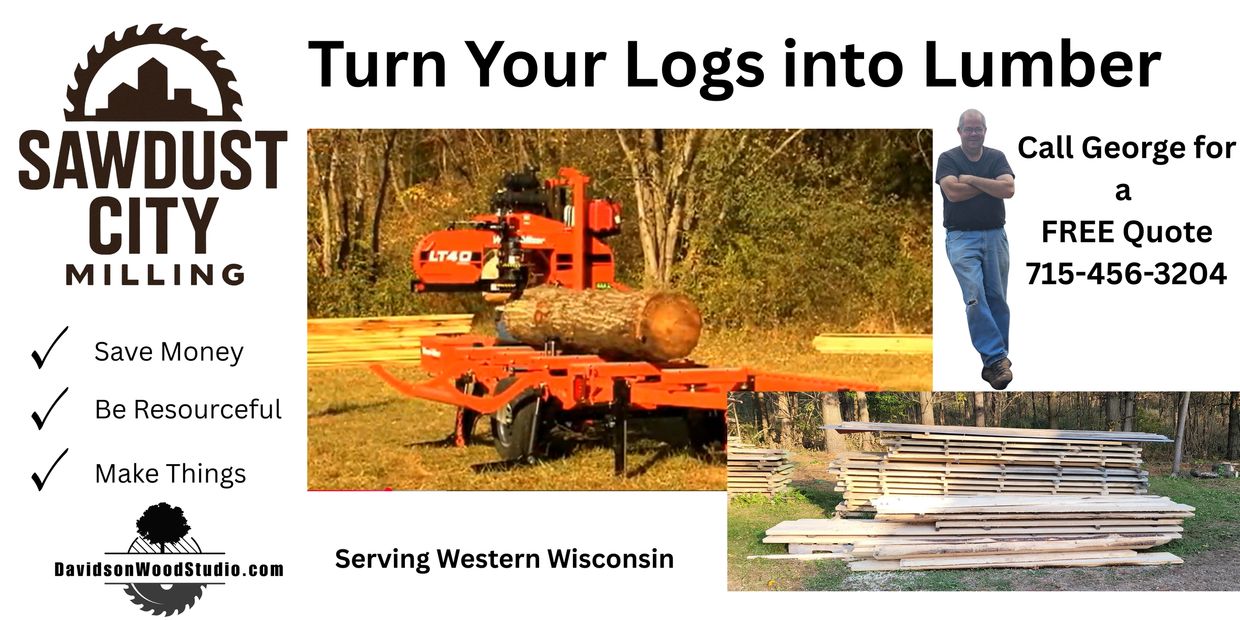 Sawdust City Milling, a portable sawmill service in Western Wisconsin turning logs into lumber.