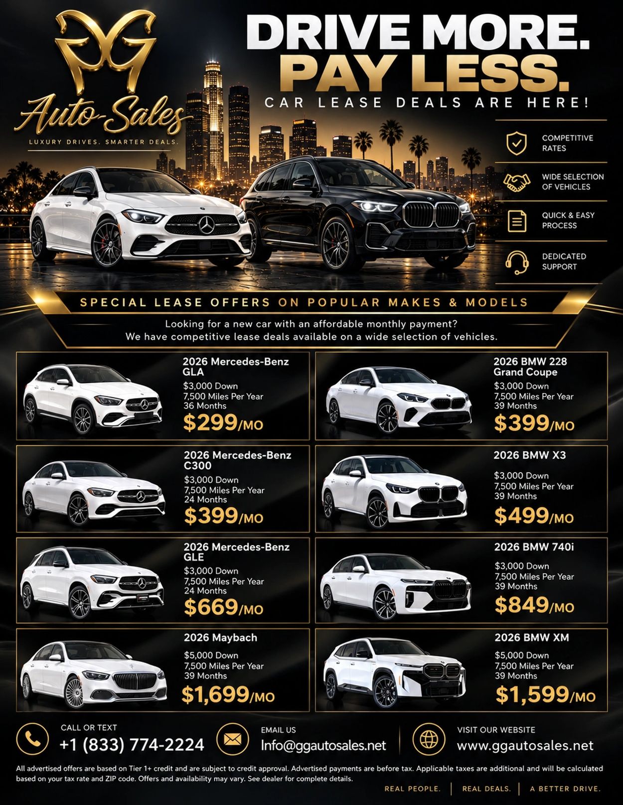 Car lease deals from GG Auto Sales with competitive rates.