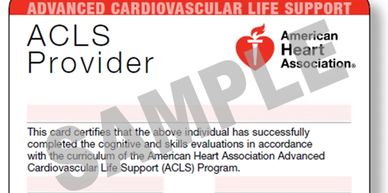 American Heart Association ACLS Certificate Card