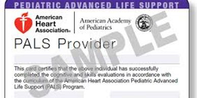 Pediatric Advanced Life Support Certification Card 