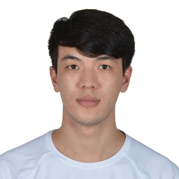 A young man with short black hair wearing a white shirt, facing forward against a white background.