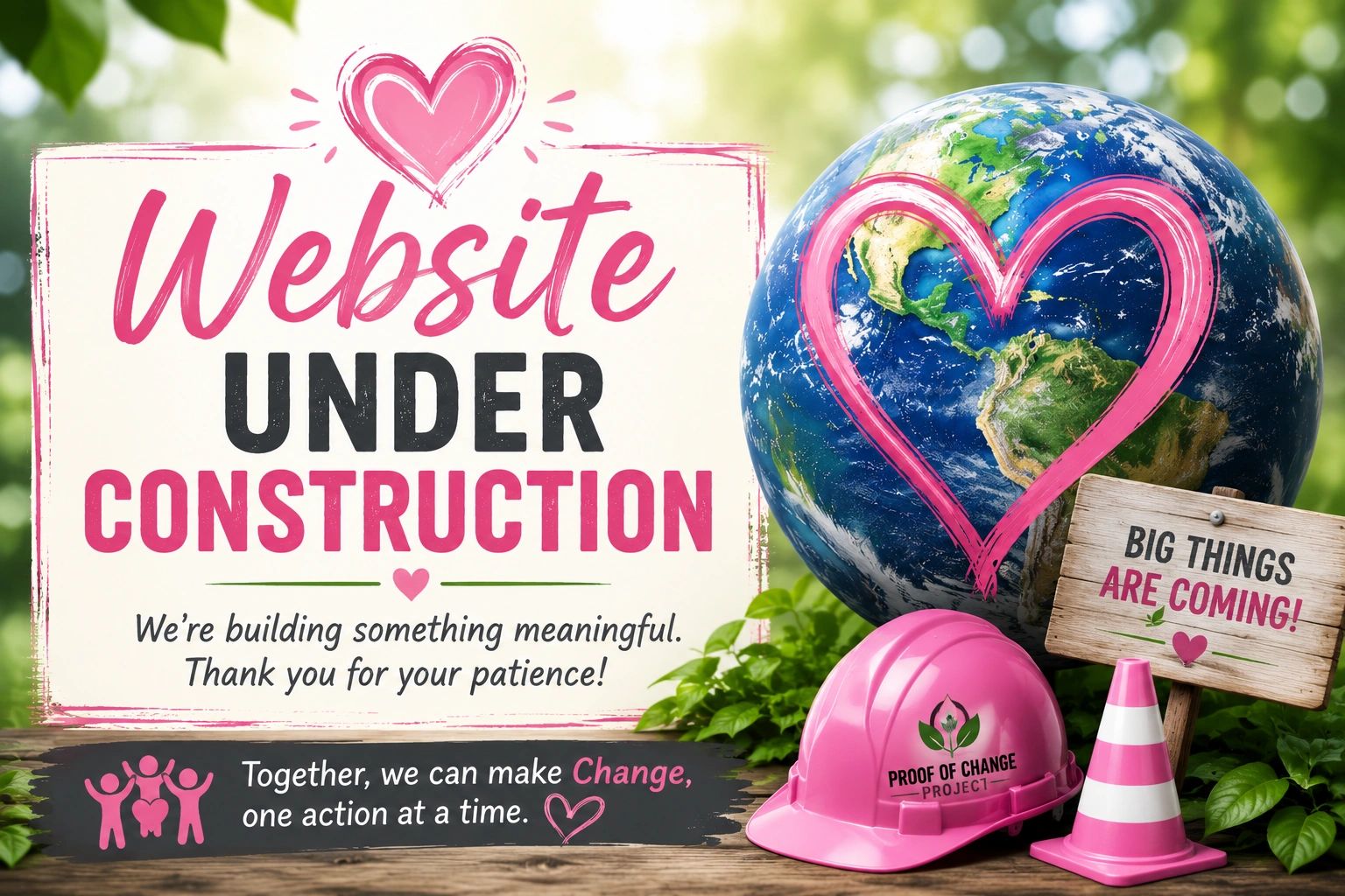 Website under construction with a focus on positive change and environmental care.