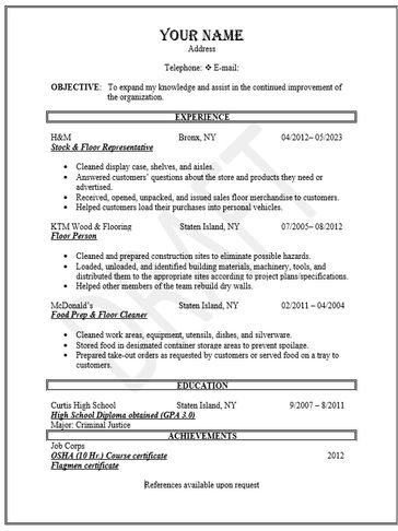 Chronological resume layout for job seekers. 