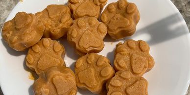 Frosty Pumpkin dog treats for puppies and Golden Retriever dogs.