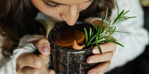 Relaxing tea sipping