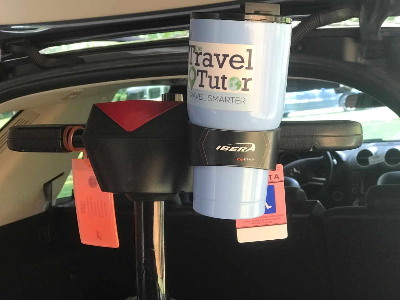 A scooter cup holder is a great option. A scooter cup holder is a great option when taking a mobility scooter to an all-inclusive resort.
