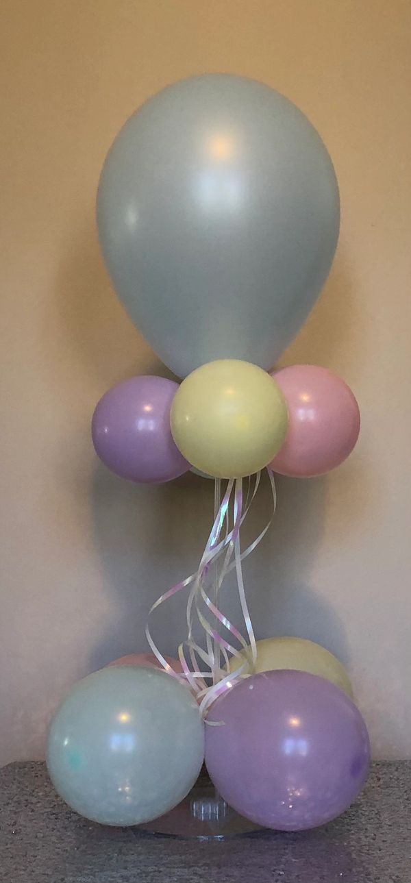 Pastel balloon stand with ribbons!