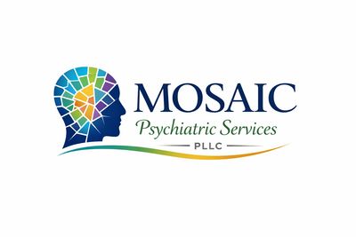 Logo of Mosaic Psychiatric Services with a mosaic-patterned head silhouette.