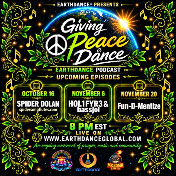 Upcoming Giving Peace a Dance podcast episodes in October and November.