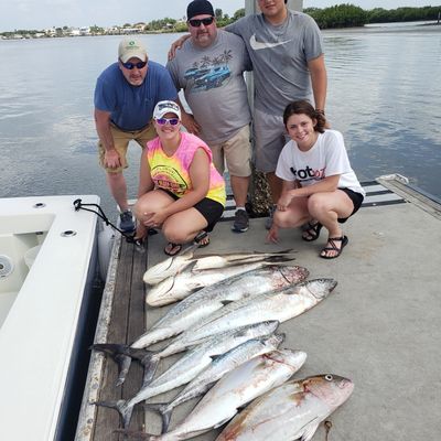 Clients with a mix bag of fish cobia,snapper,amberjack,kingfish,caught while deep sea fishing in Day