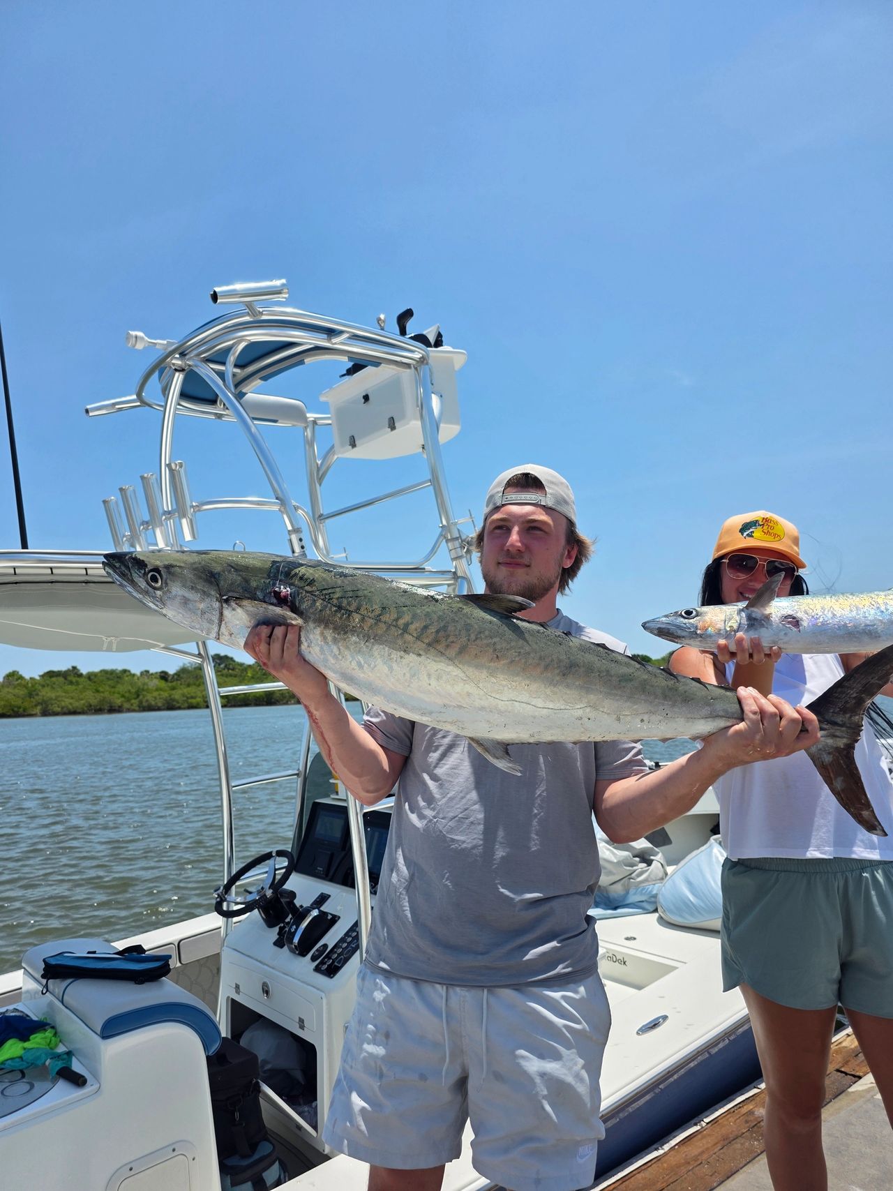 Deep sea fishing Daytona beach client with one of his big deep sea fish he caught offshore DAYTONA BEACH Florida Deep sea fishing Daytona beach client with one of his big deep sea fish he caught offshore DAYTONA BEACH Florida