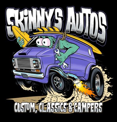 Skinnys Autos logo.