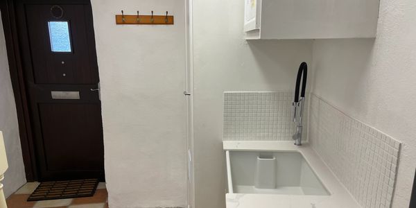 New butler sink on the ground floor at Banjo Cottage, Looe, Cornwall