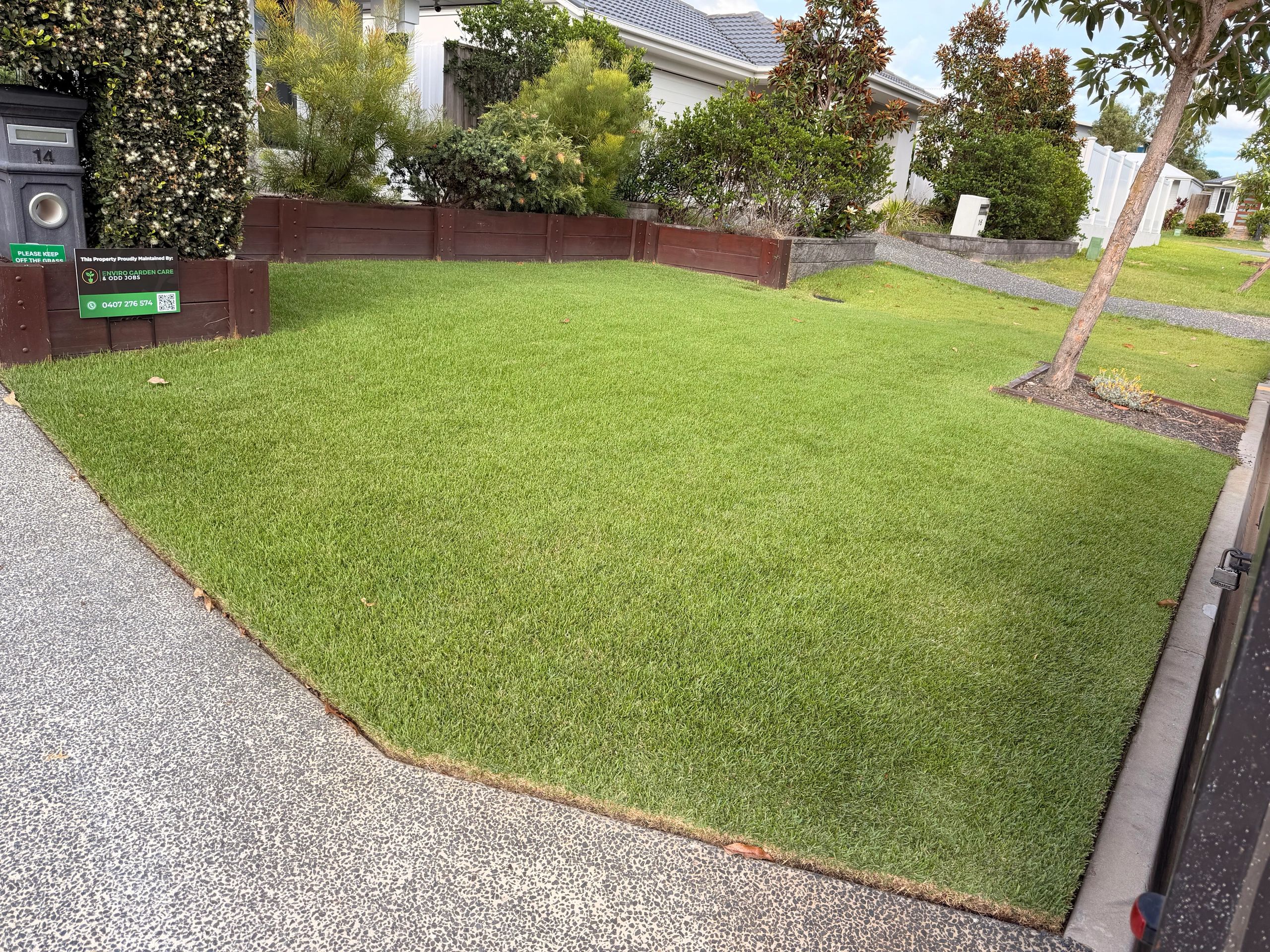 Beautiful crisp edges and mowed at correct height. 
